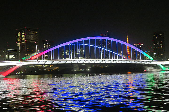 隅田川 ライトアップ パラリンピックの築地大橋